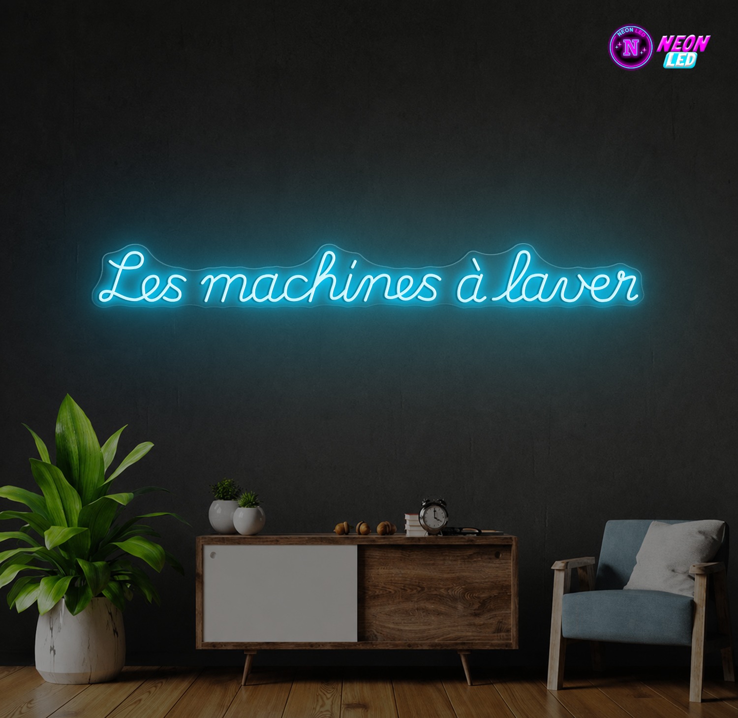 Handgemaakt LED-neonbord aan een muur