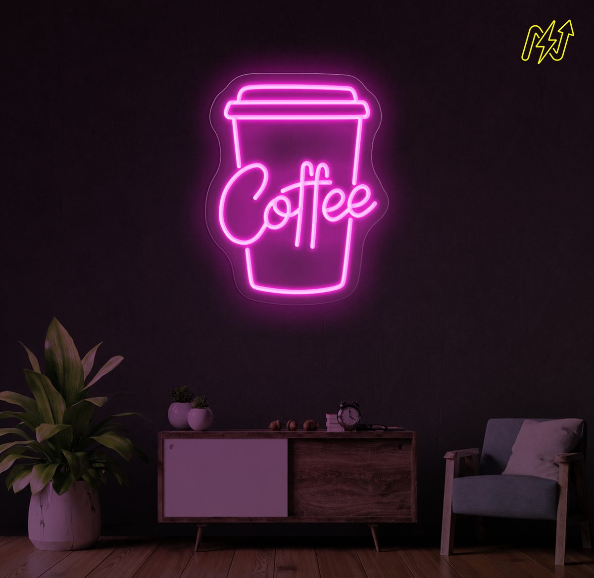 Coffee LED-neonbord in Hot Pink