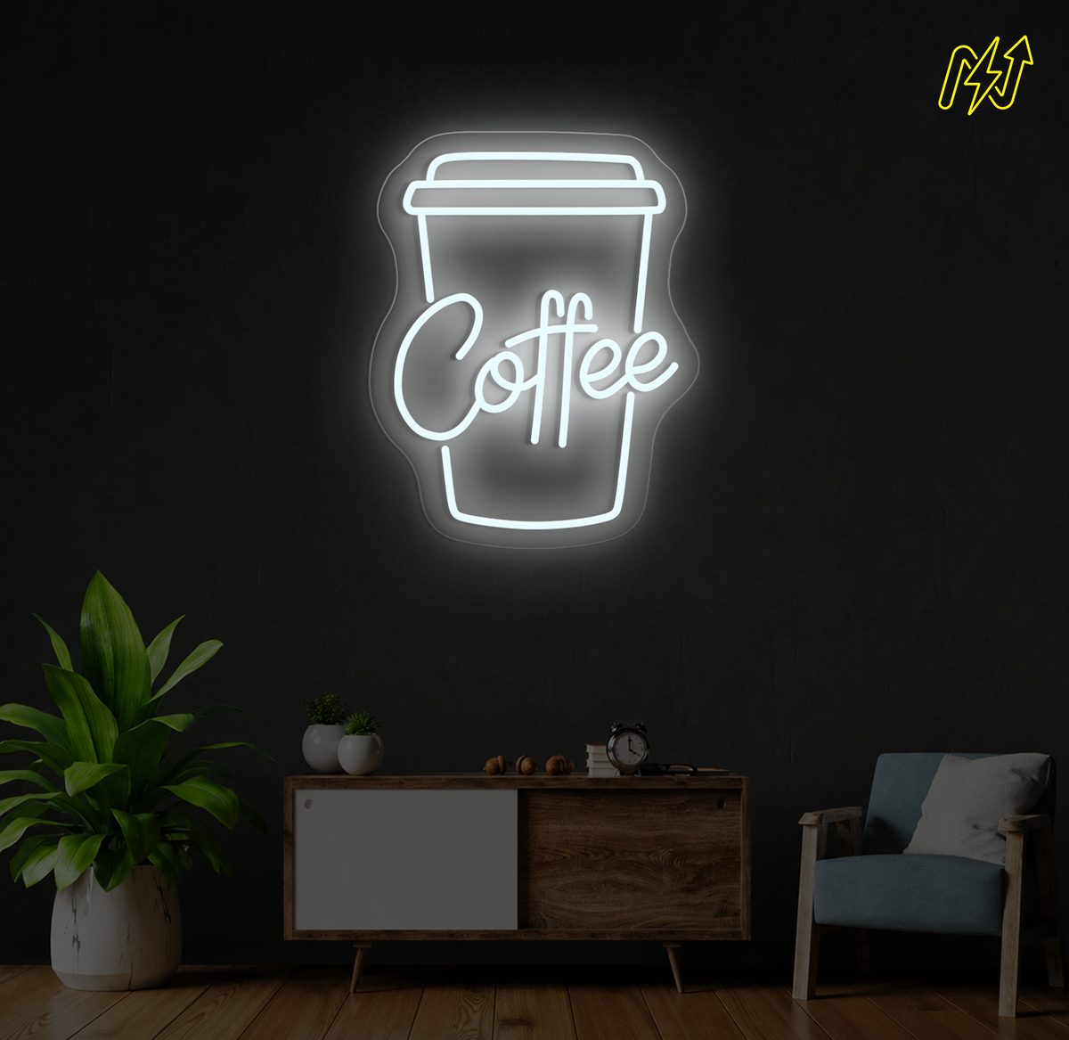 Coffee LED-neonbord in Koud Wit