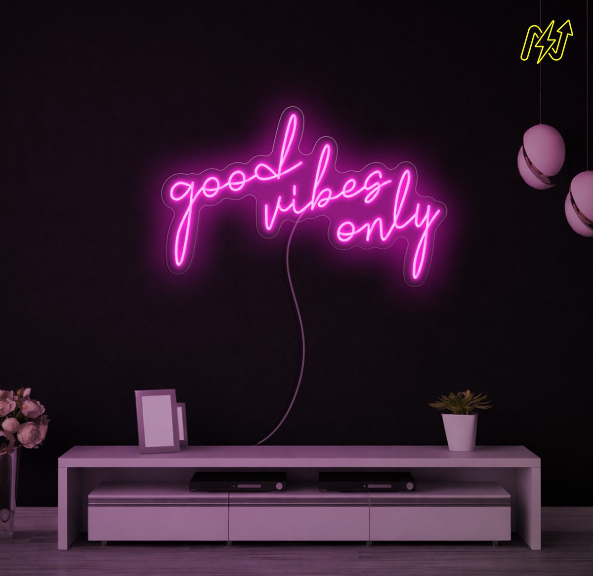 Good Vibes Only LED-neonbord in Hot Pink