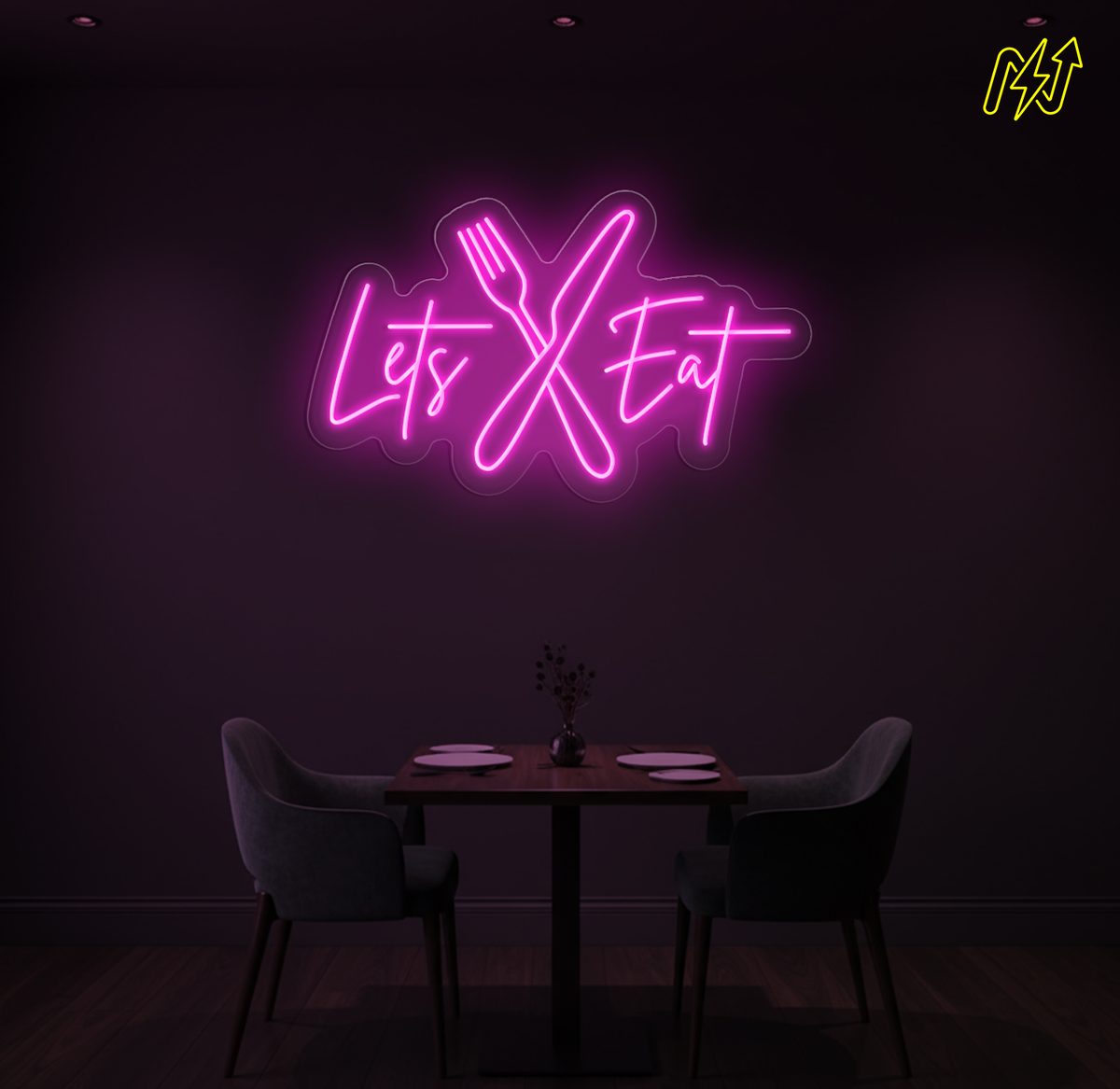 Let's Eat LED-neonbord in Hot Pink
