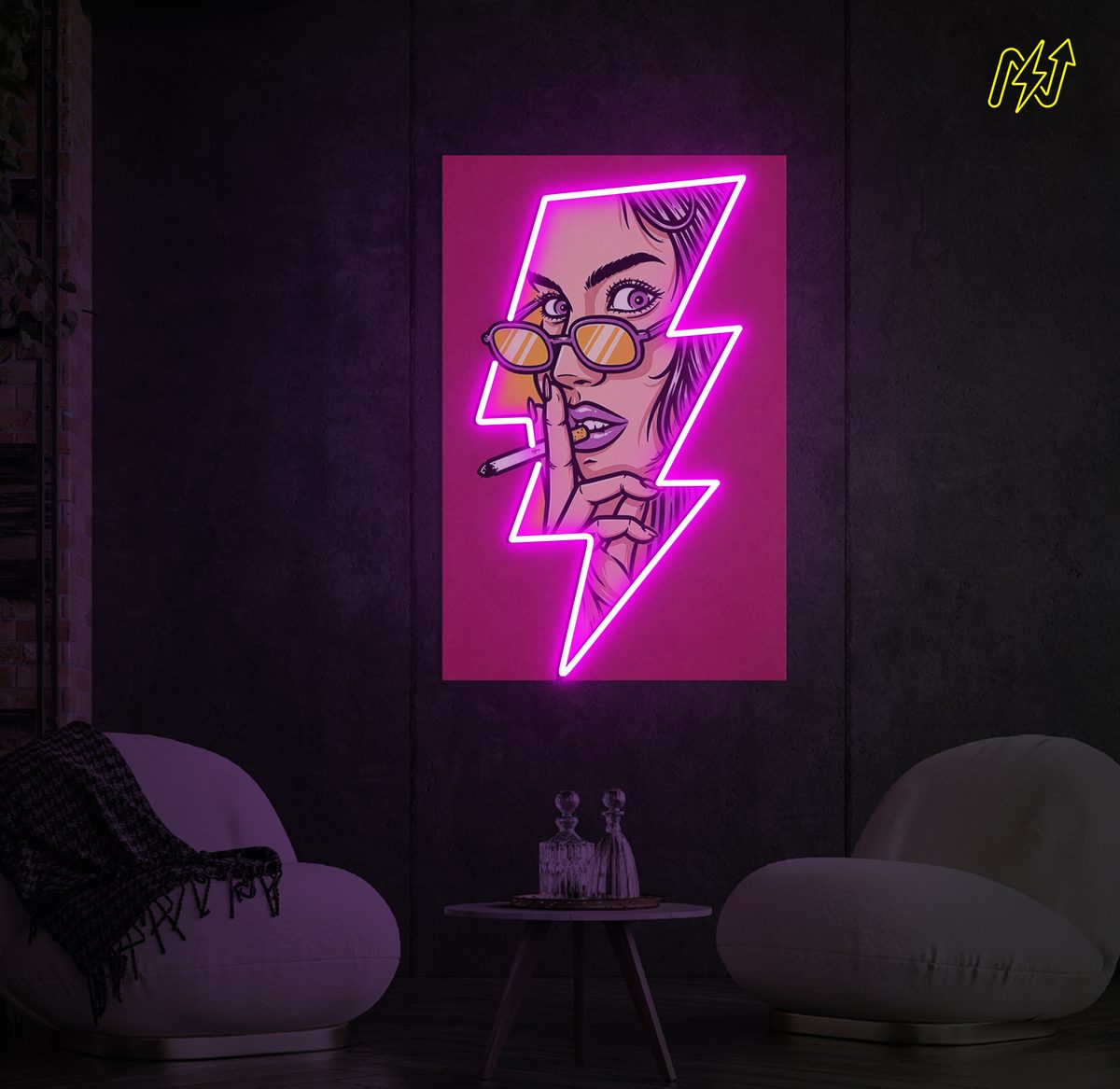 NEON ART: Electric Lightning Rebel LED-neonbord