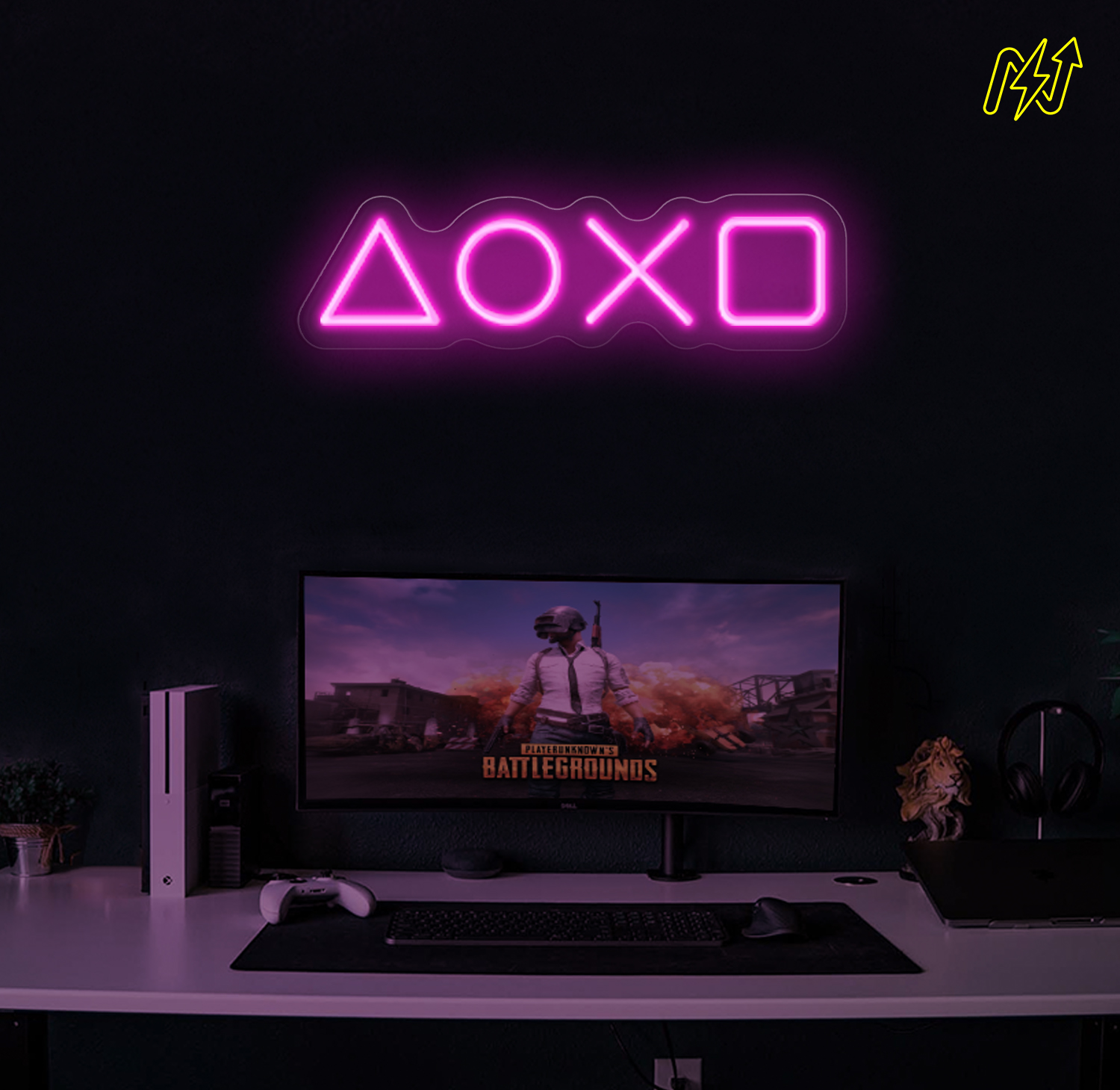 Playstation-iconen LED-neonbord in Hot Pink