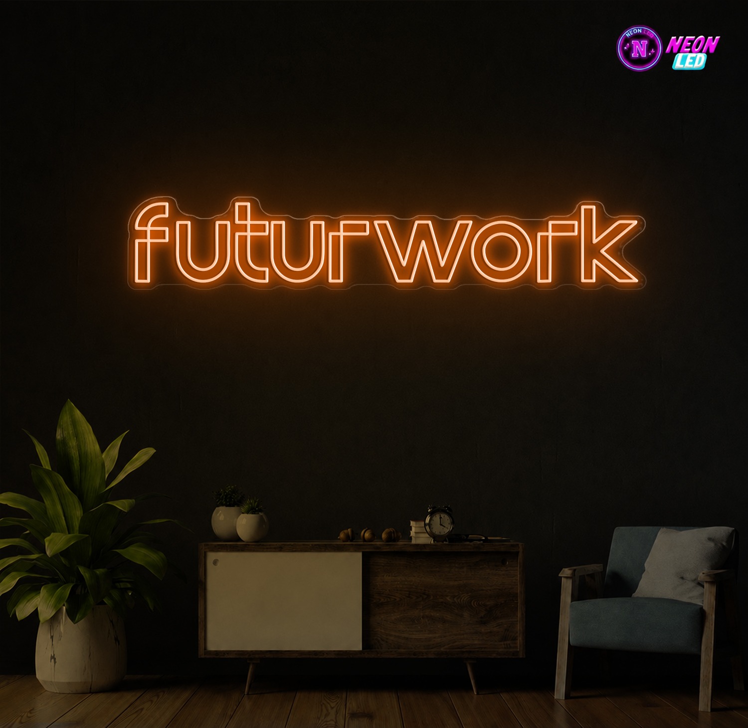 Neonbord voor Futur-work.be